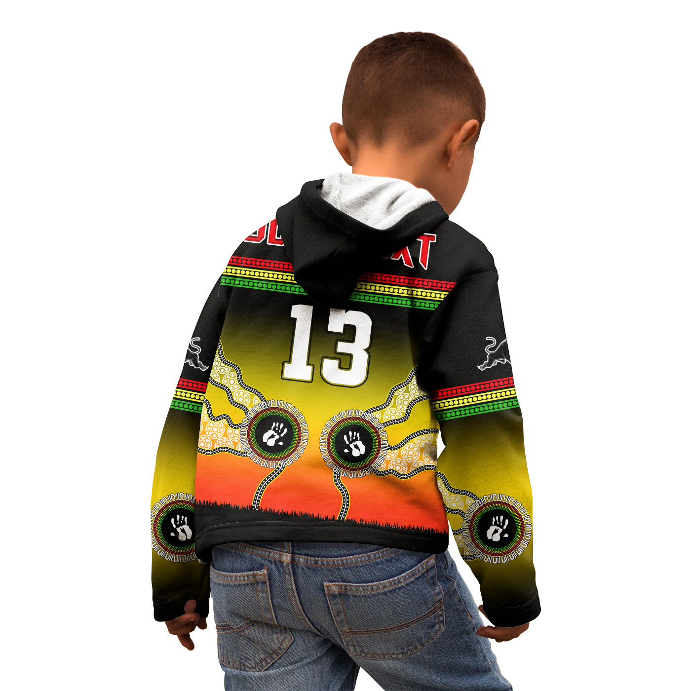(Custom Text and Number) Panthers Hoodie KID Go The Mighty Penrith Aboriginal - Vibe Hoodie Shop