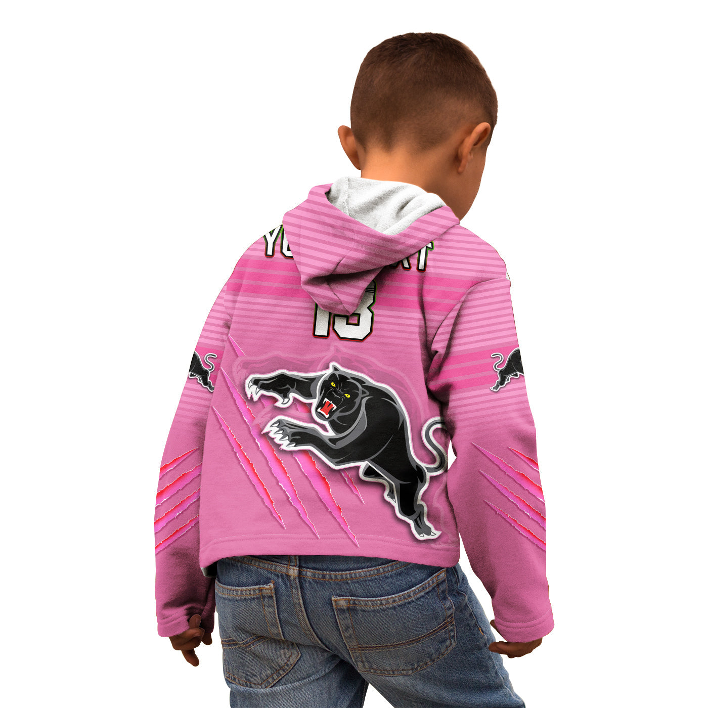 Custom Text and Number Panthers Proud Hoodie KID Back to Back Premiers 2022 Version Pink - Vibe Hoodie Shop