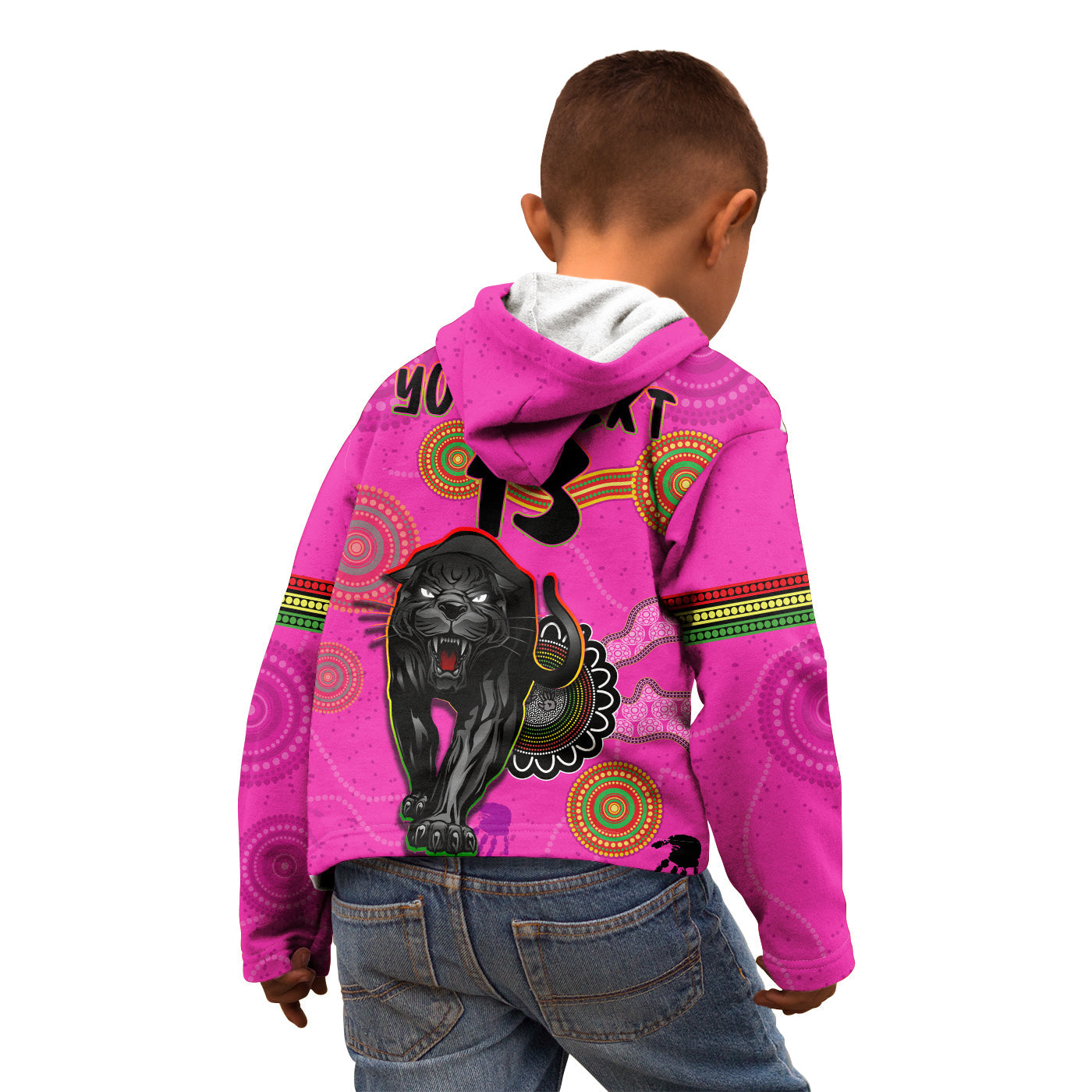 (Custom Text and Number) Panthers Hoodie KID Aboriginal Premiers 2022 We Are The Champions With Trophy - Vibe Hoodie Shop