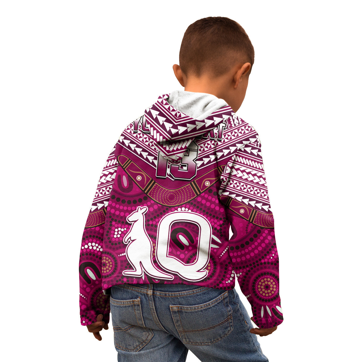 (Custom Text and Number) QLD Maroons Hoodie KID Aboriginal and Polynesia Admirable - Vibe Hoodie Shop