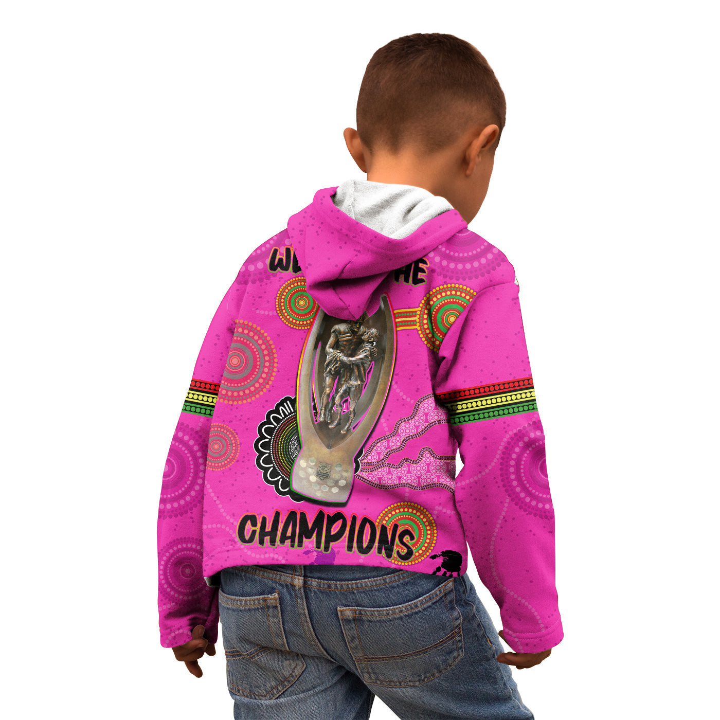 Panthers Hoodie KID Aboriginal Premiers 2022 We Are The Champions With Trophy - Vibe Hoodie Shop