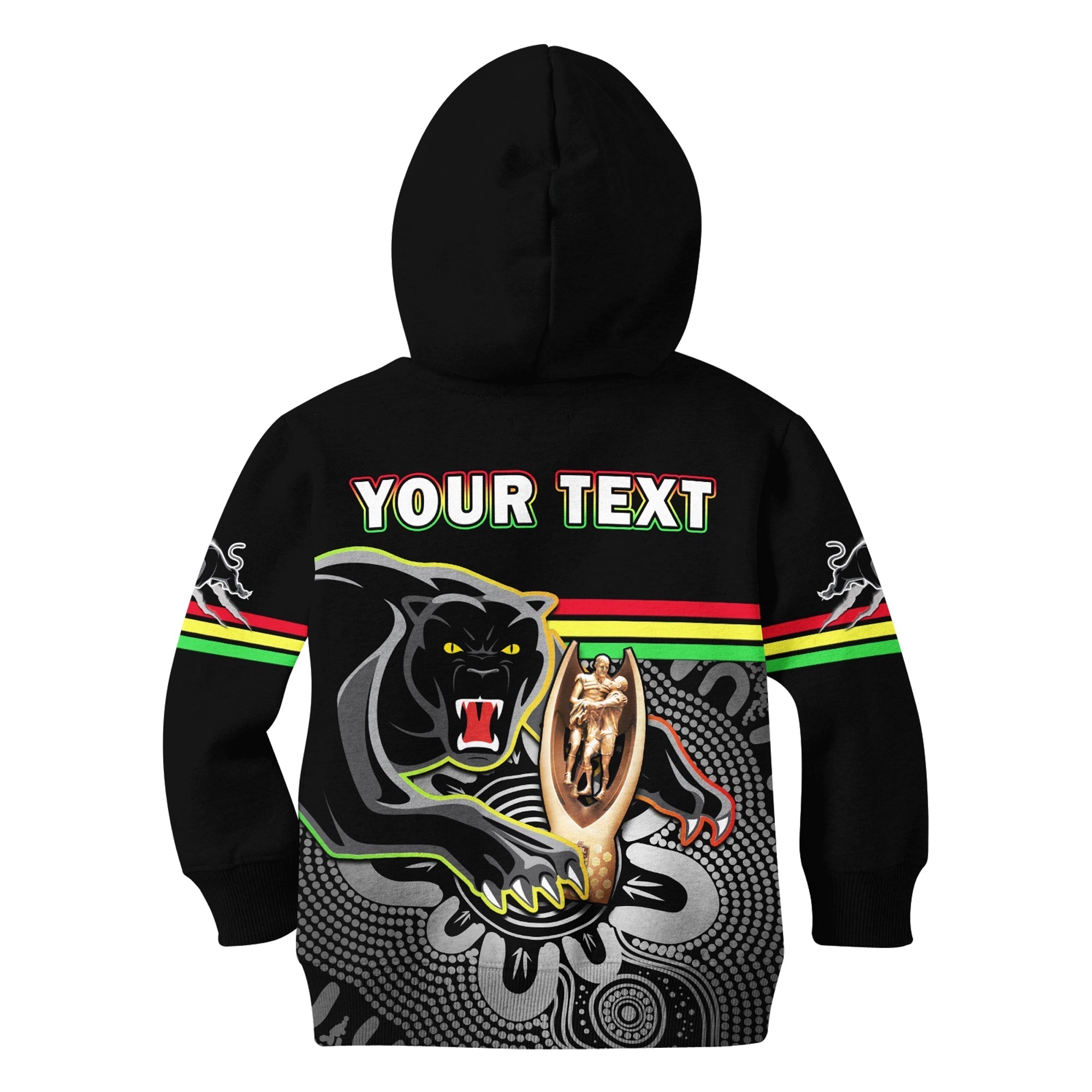 Custom Personalised Panthers Rugby Hoodie KID Pennies Premiers 2022 Back To Back Indigenous Original - Vibe Hoodie Shop