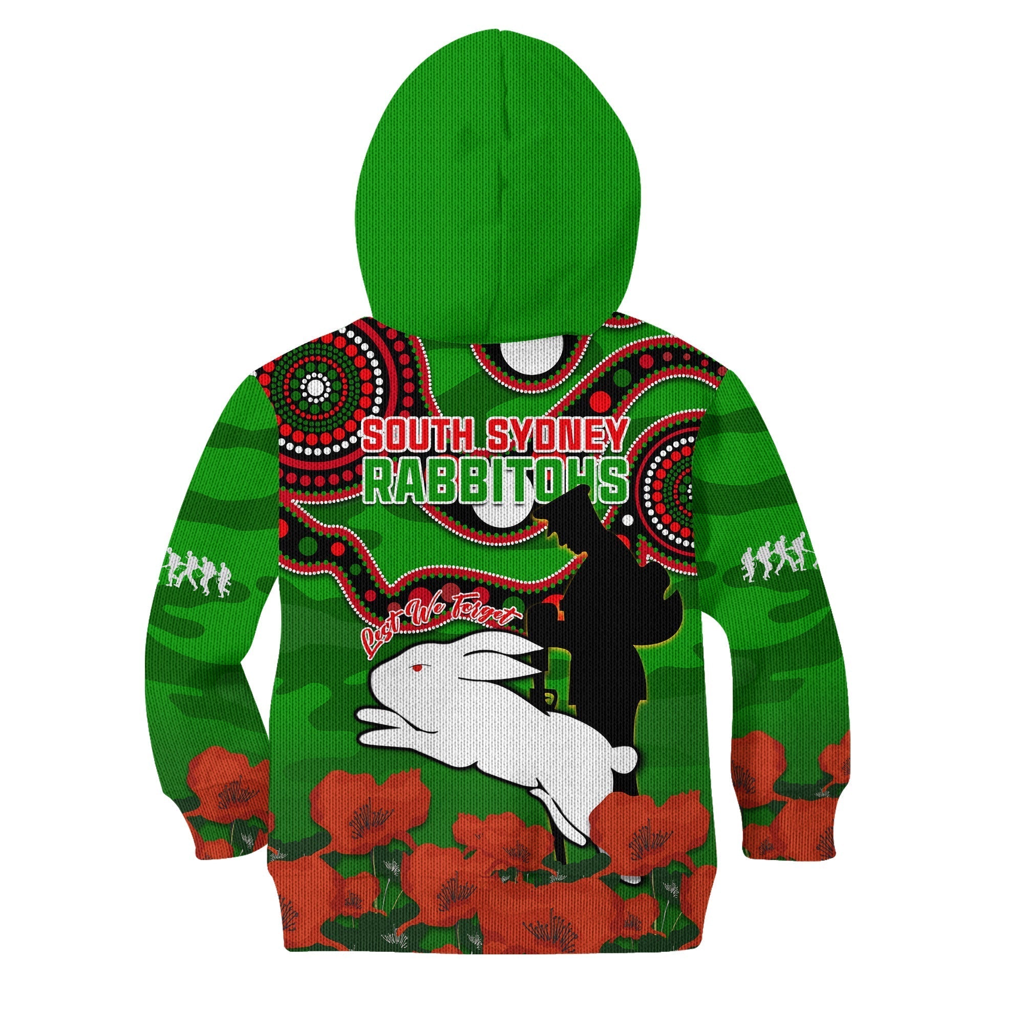 Rabbitohs Rugby ANZAC 2023 Hoodie KID Lest We Forget - Vibe Hoodie Shop