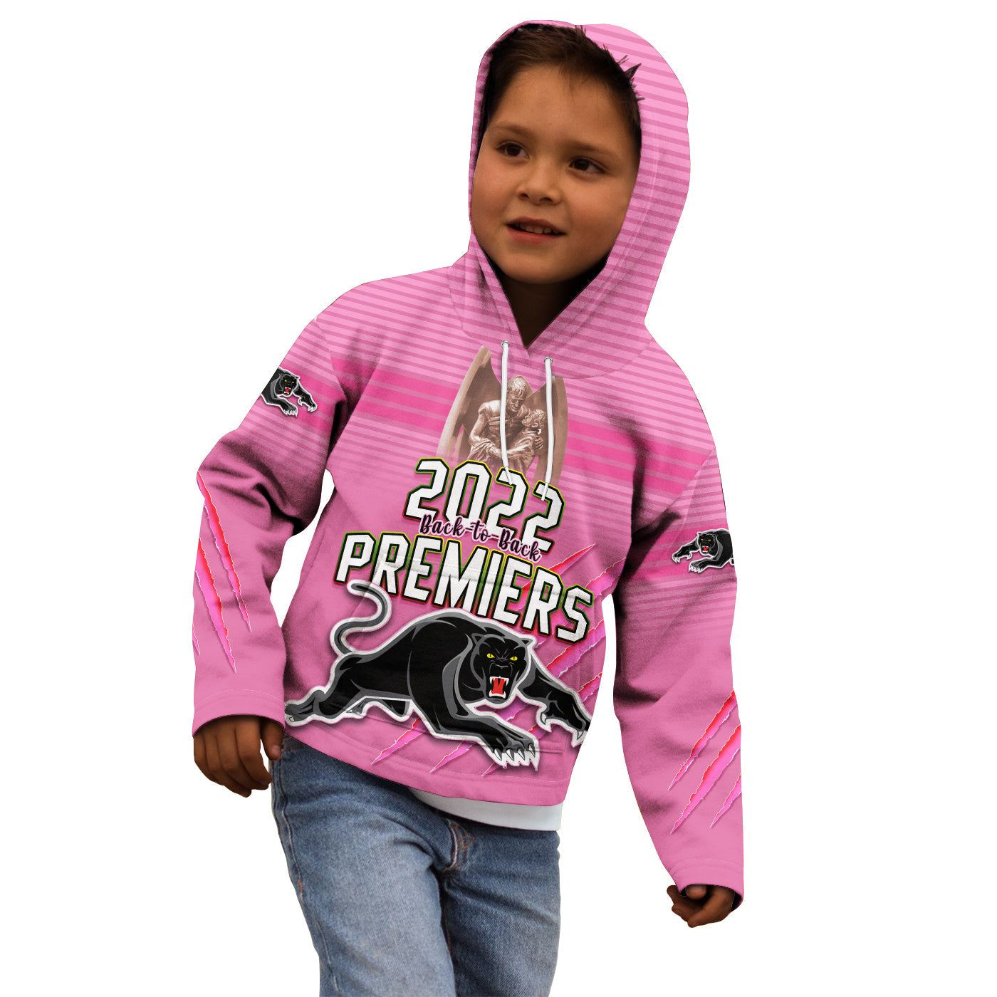 Panthers Proud Hoodie KID Back to Back Premiers 2022 Version Pink - Vibe Hoodie Shop