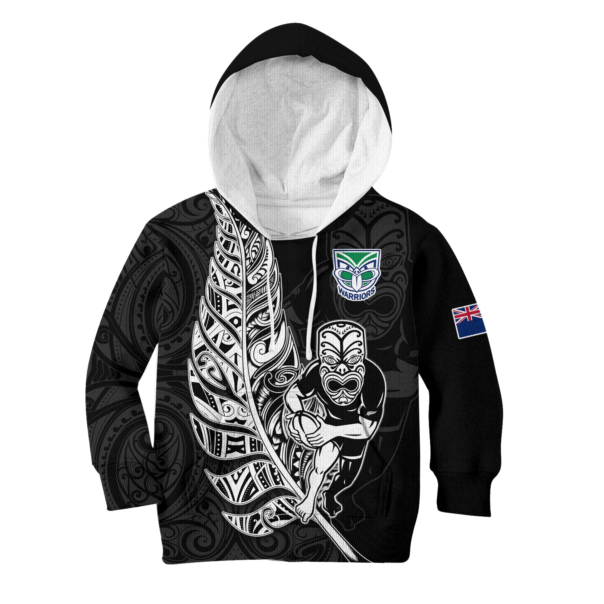 custom-text-and-number-new-zealand-tiki-rugby-hoodie-kid-nz-warriors-fern-maori-style