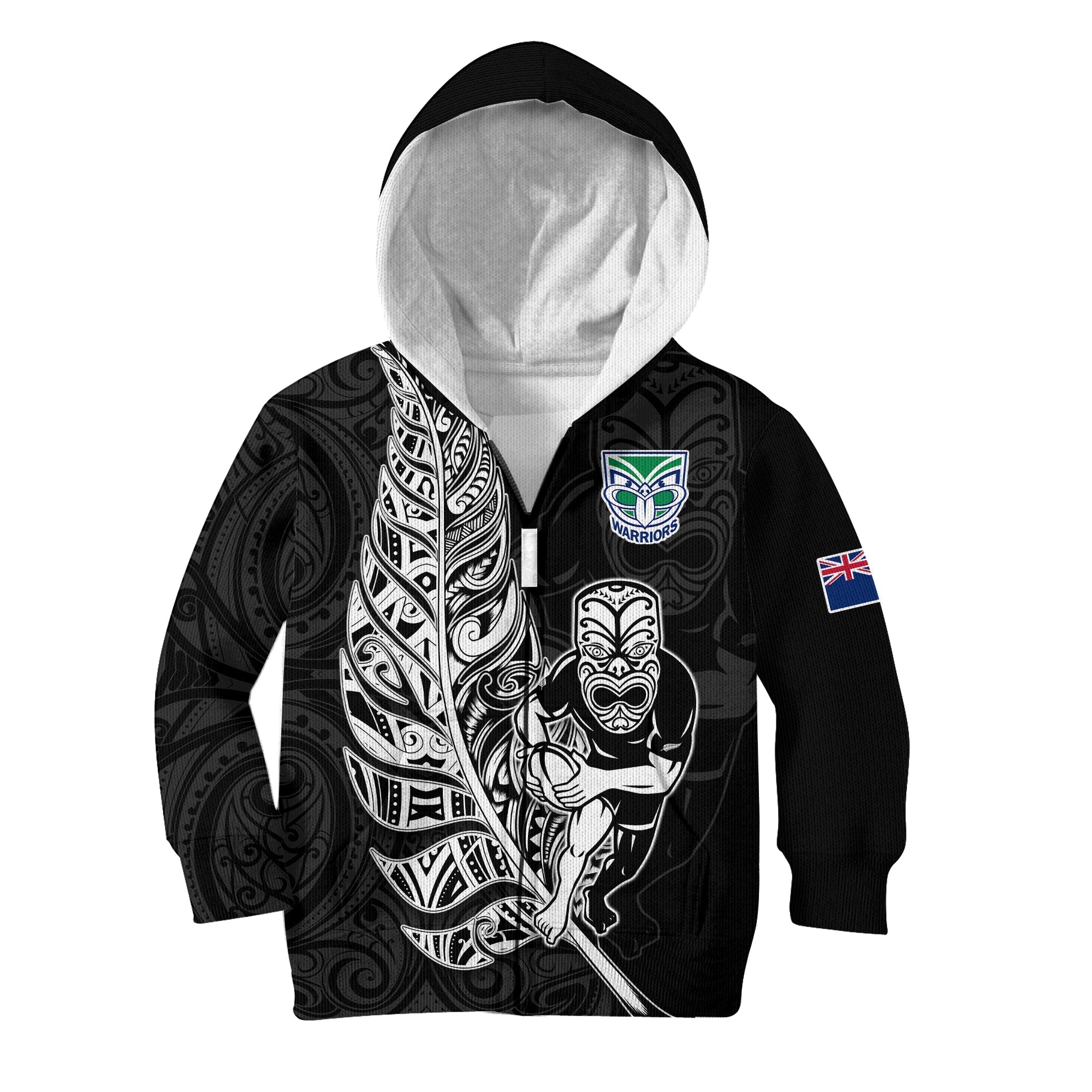 custom-text-and-number-new-zealand-tiki-rugby-hoodie-kid-nz-warriors-fern-maori-style
