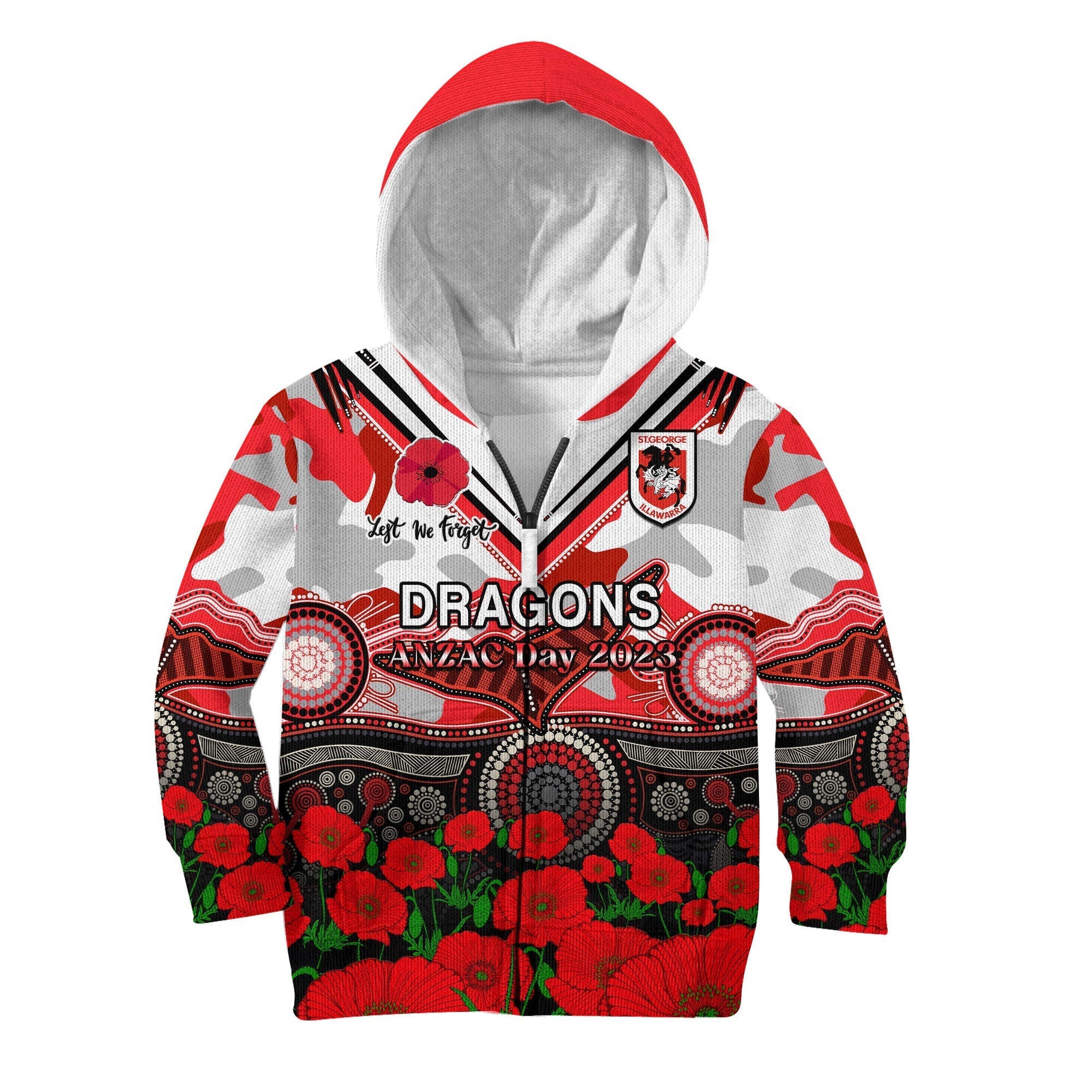 dragons-rugby-anzac-2023-hoodie-kid-aboriginal-mix-poppy-lest-we-forget