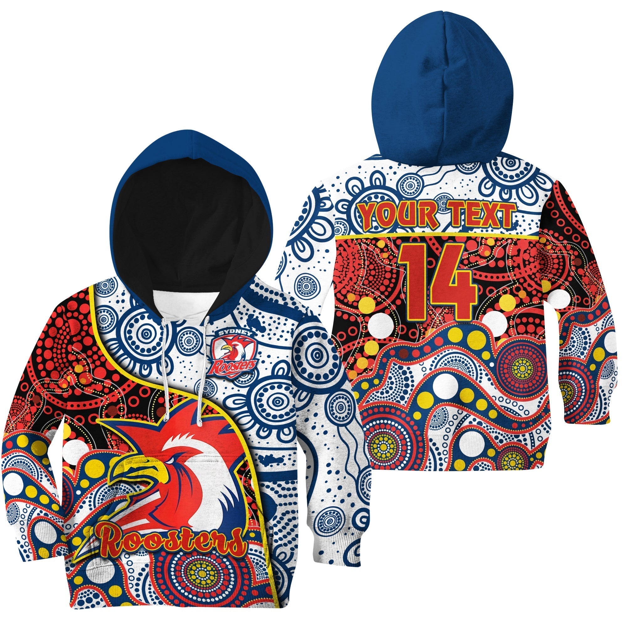 custom-text-and-number-roosters-rugby-hoodie-kid-easts-1908-aboriginal-artsy-premiers