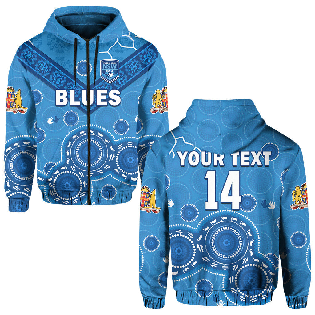 (Custom Text And Number) NSW Blues Rugby Hoodie New South Wales Aboriginal Dot Painting Unique Version - Vibe Hoodie Shop