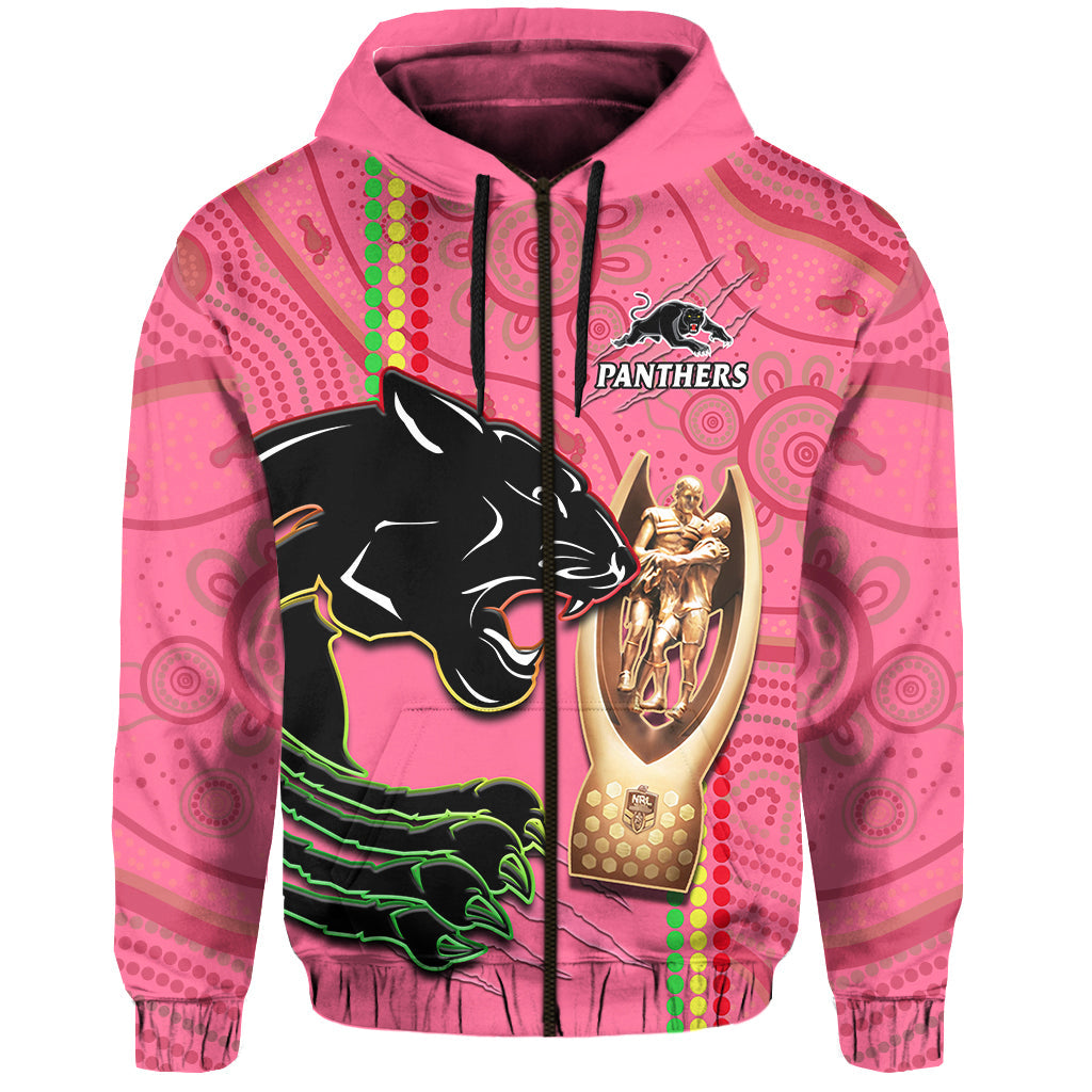 Panthers Rugby Hoodie The Riff 2022 Premiers Aboriginal Pink - Vibe Hoodie Shop