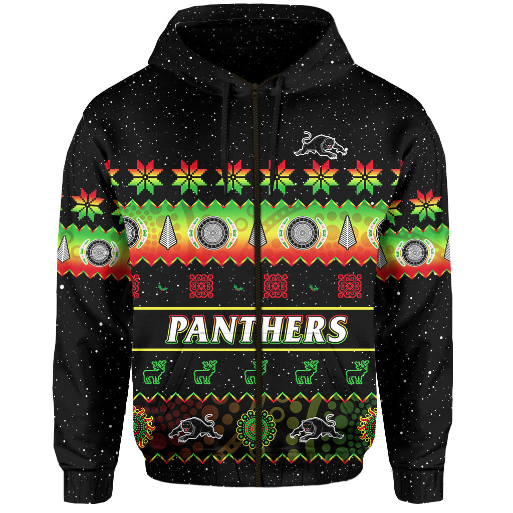 Penrith Panthers Christmas Hoodie The Riff Aboriginal Art Merry Xmas - Vibe Hoodie Shop