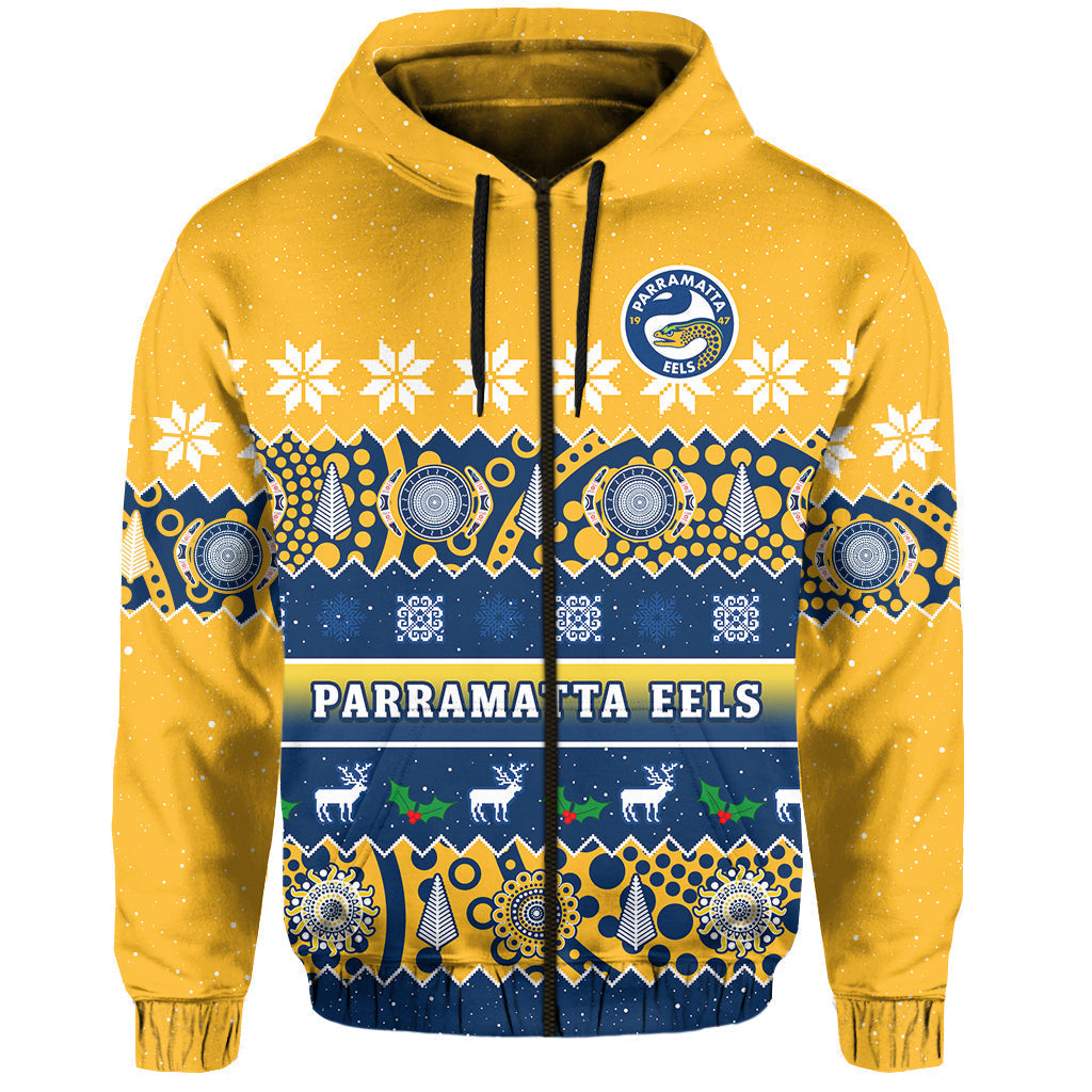 (Custom Personalised) Parramatta Eels Christmas Hoodie Parra Aboriginal Art Merry Xmas - Vibe Hoodie Shop