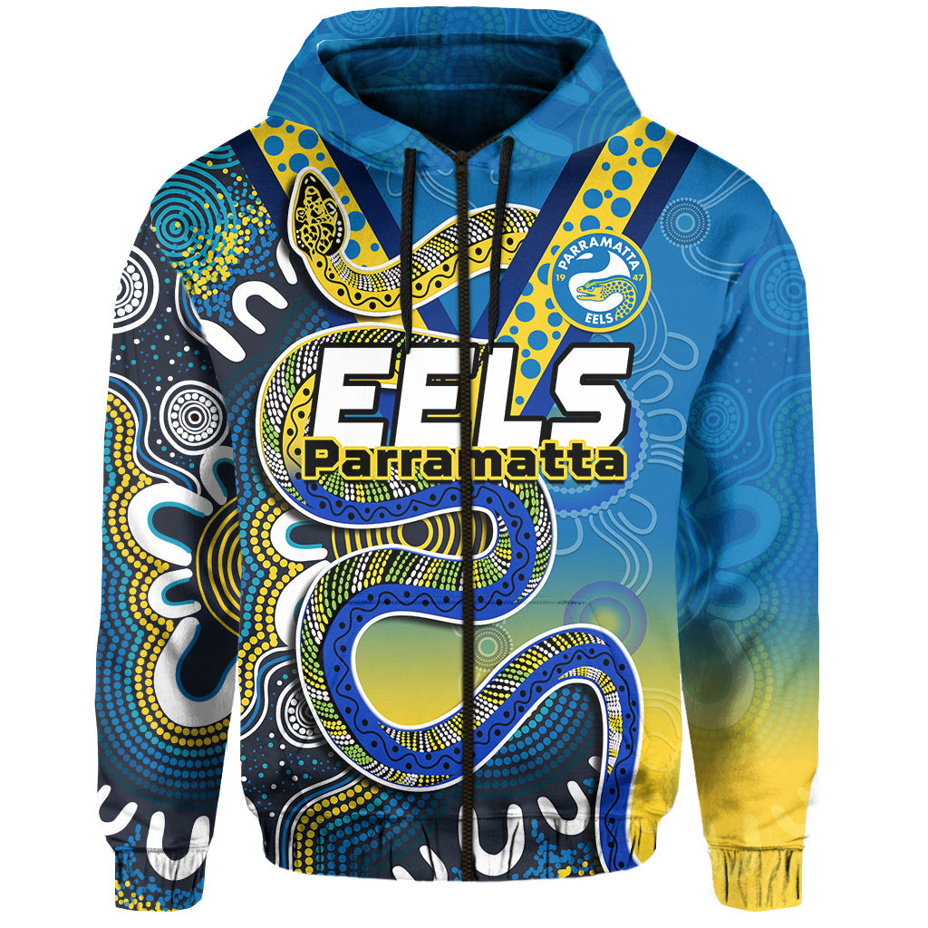 Eels Rugby Hoodie Aboriginal Art Sporty Style - Vibe Hoodie Shop