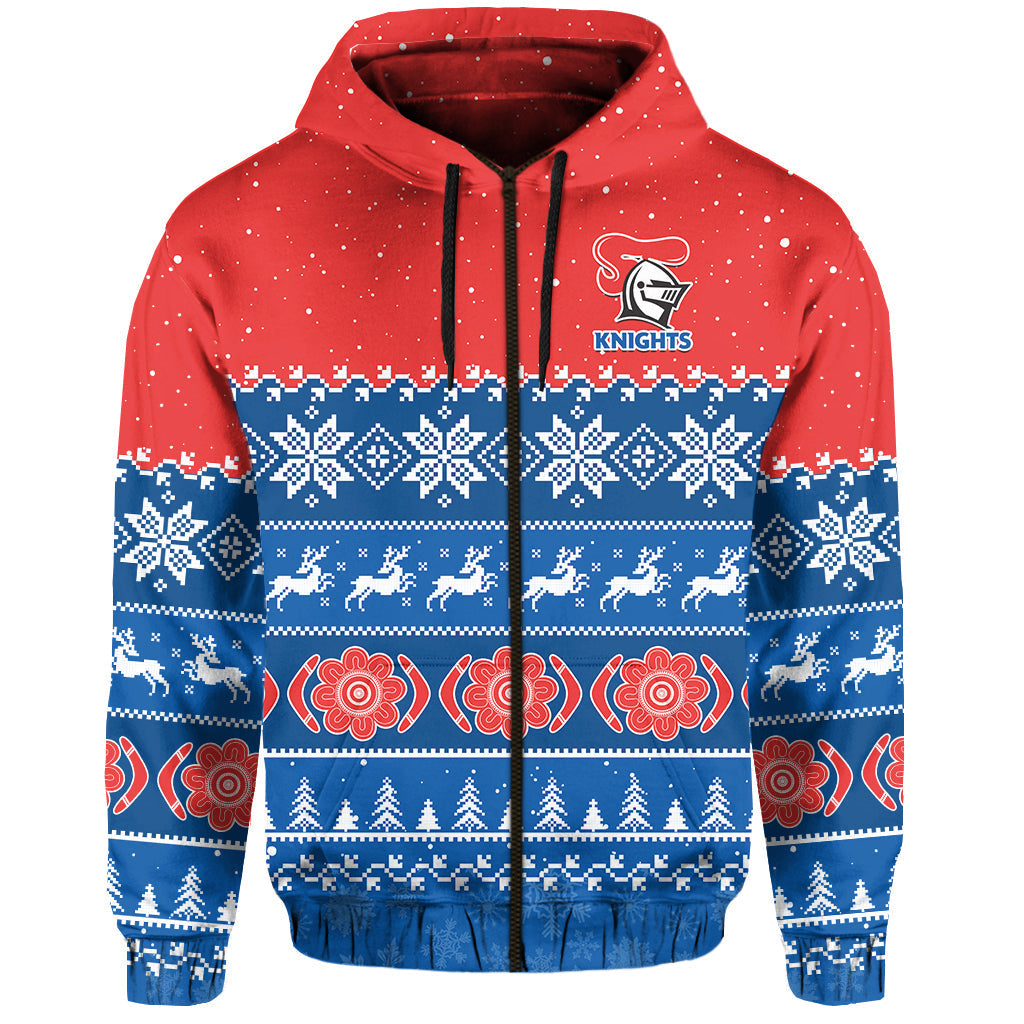 Knights Rugby Hoodie Indigenous Newcastle Merry Christmas - Vibe Hoodie Shop