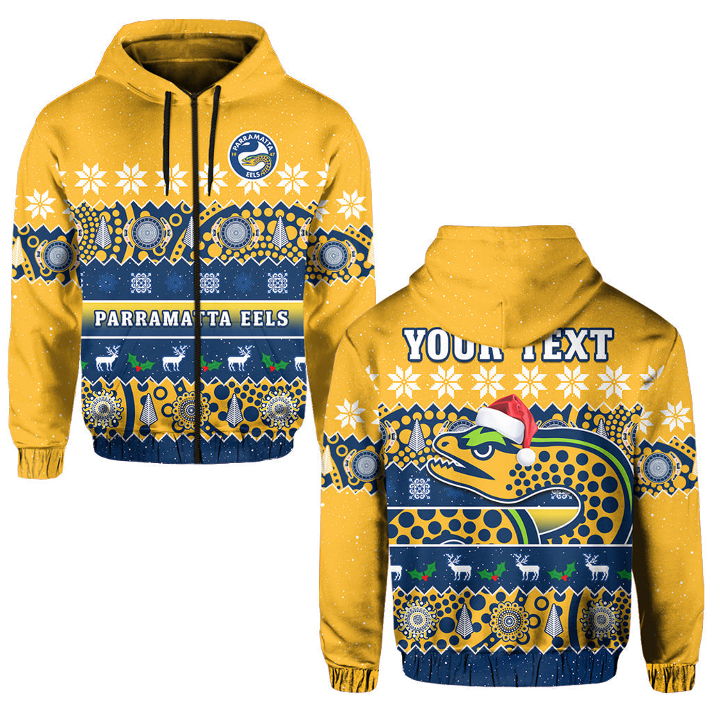 (Custom Personalised) Parramatta Eels Christmas Hoodie Parra Aboriginal Art Merry Xmas - Vibe Hoodie Shop