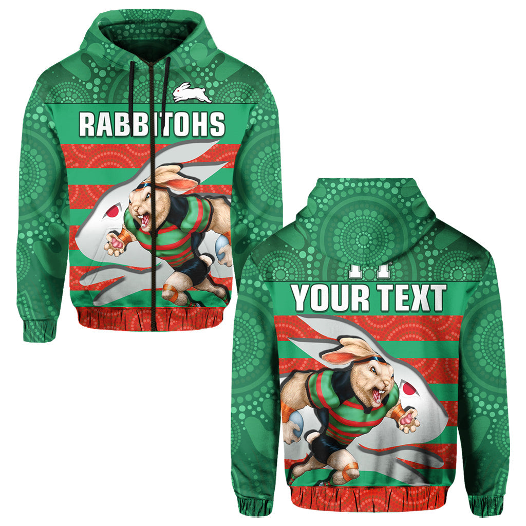 (Custom Text And Number) Rabbitohs Rugby Hoodie Aboriginal Dot Painting Glory Glory Sporty Style - Vibe Hoodie Shop