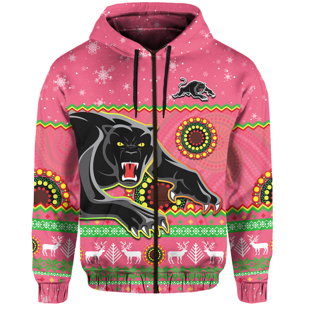 Panthers Christmas Hoodie Aboriginal Pattern Penrith Pink Version - Vibe Hoodie Shop