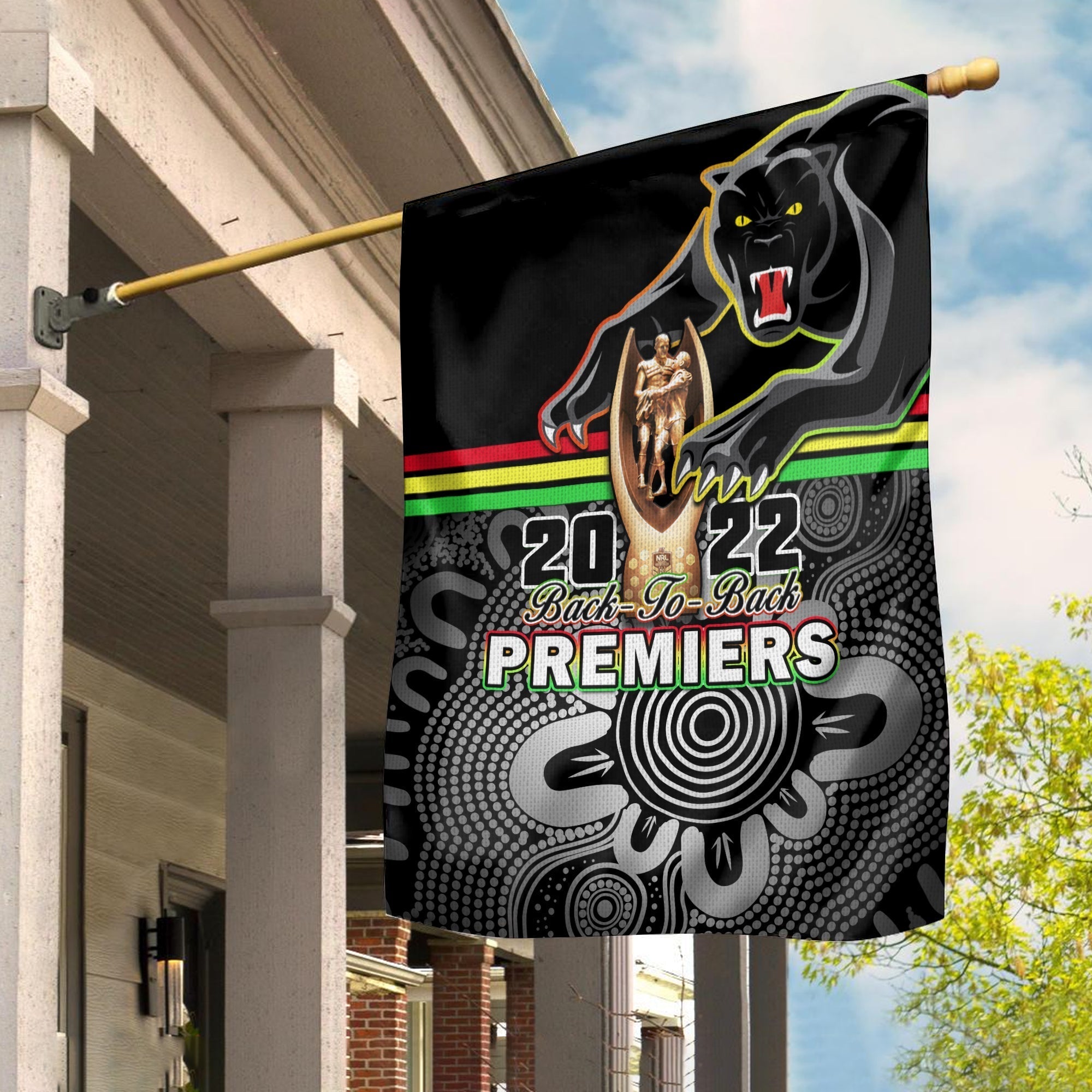 Panthers Rugby Flag Pennies Premiers 2022 Back To Back Indigenous Original - Vibe Hoodie Shop