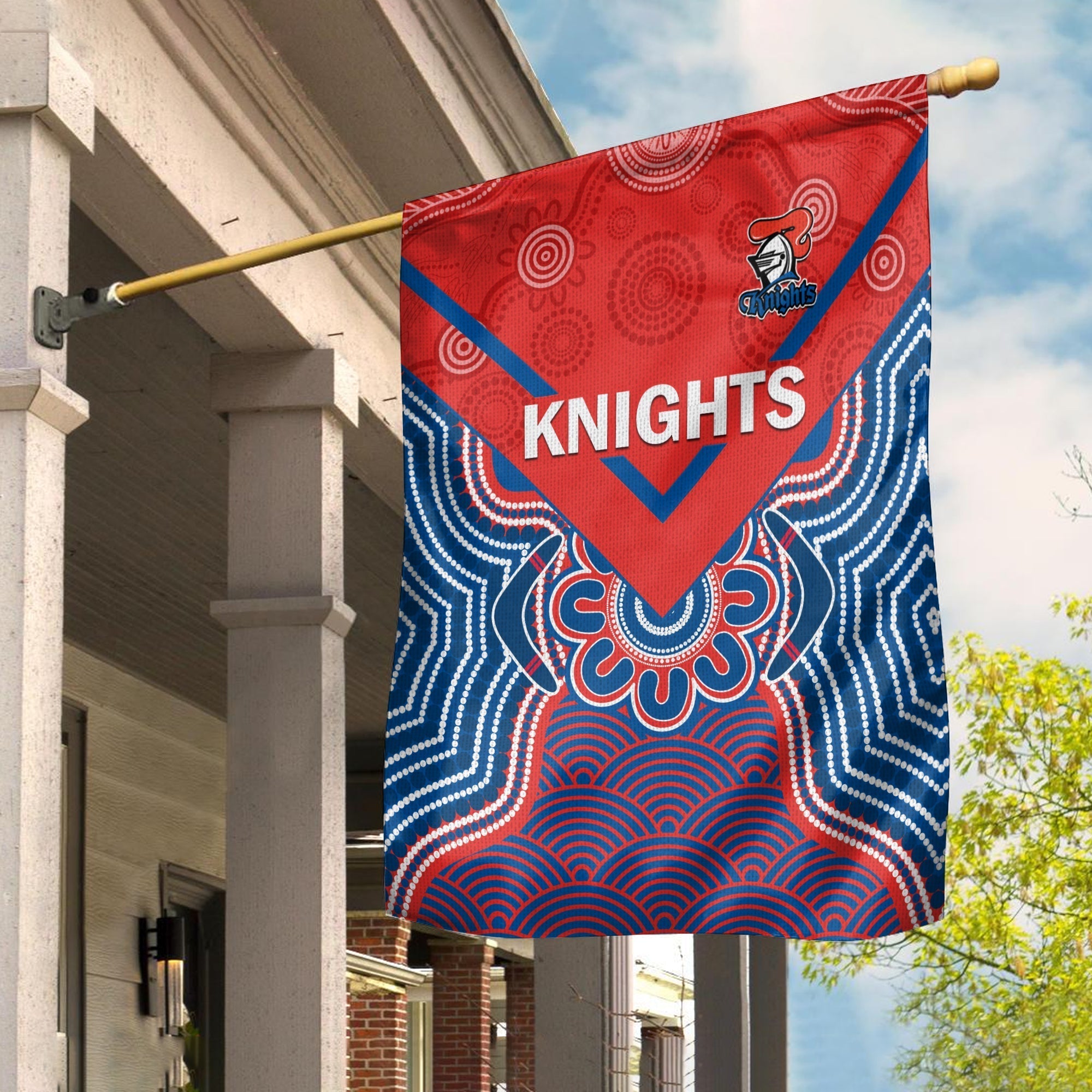 Knights Rugby Flag Novocastrians 1987 Aboriginal Art Ver.01 - Vibe Hoodie Shop