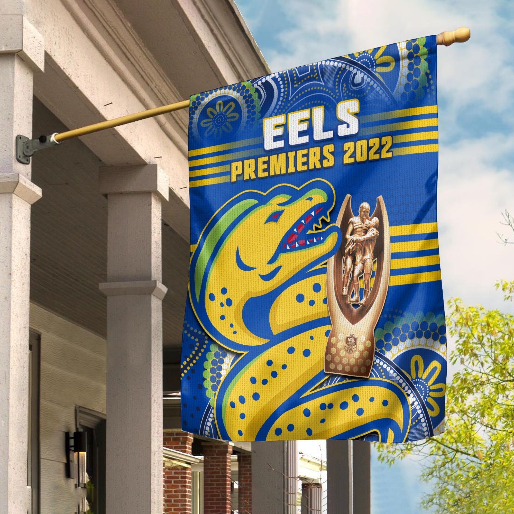 Parramatta Rugby Flag Eels Premiers 2022 Indigenous Artsy - Vibe Hoodie Shop