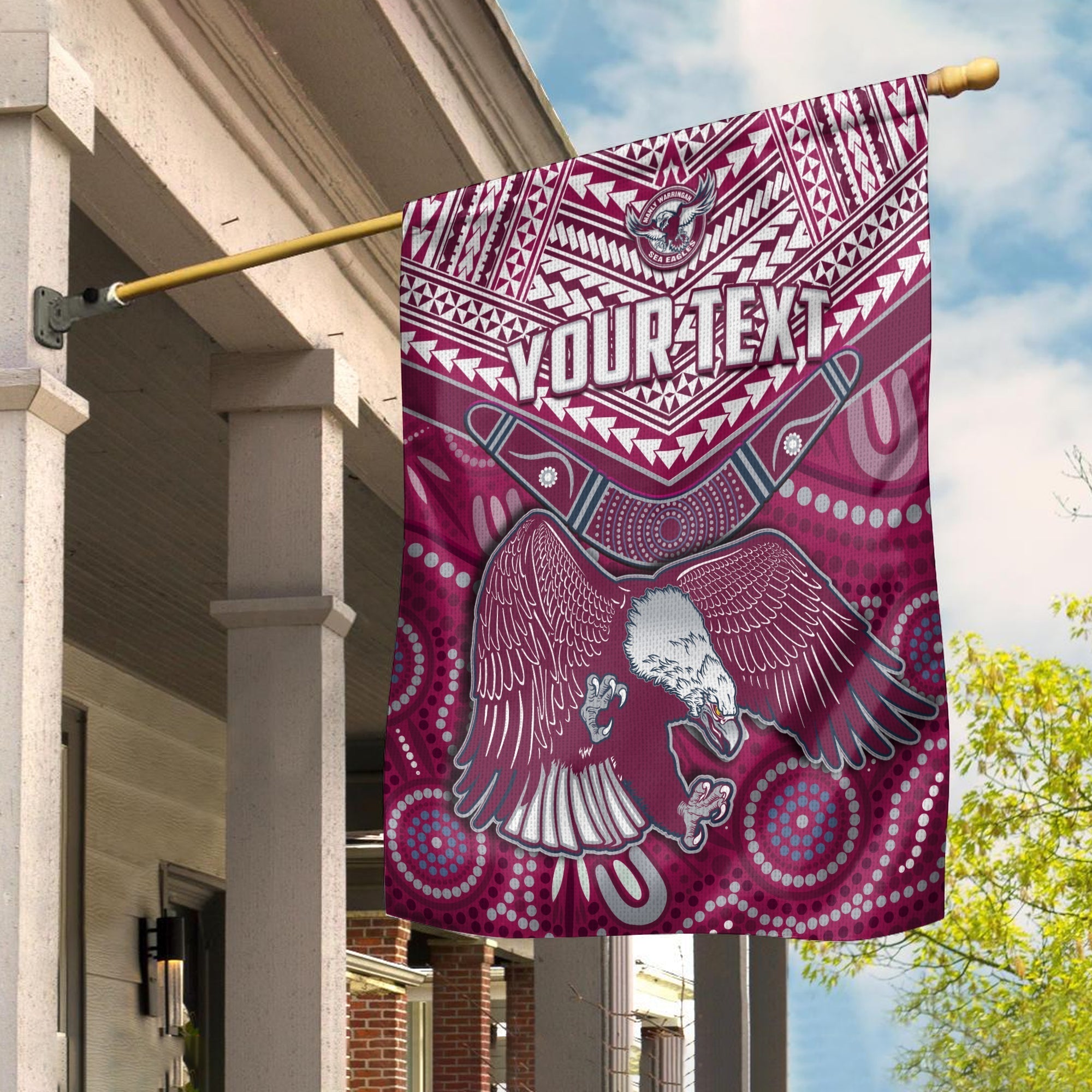 (Custom Personalised) Sea Eagles Rugby Flag Aboriginal and Polynesia Manly Warringah - Vibe Hoodie Shop