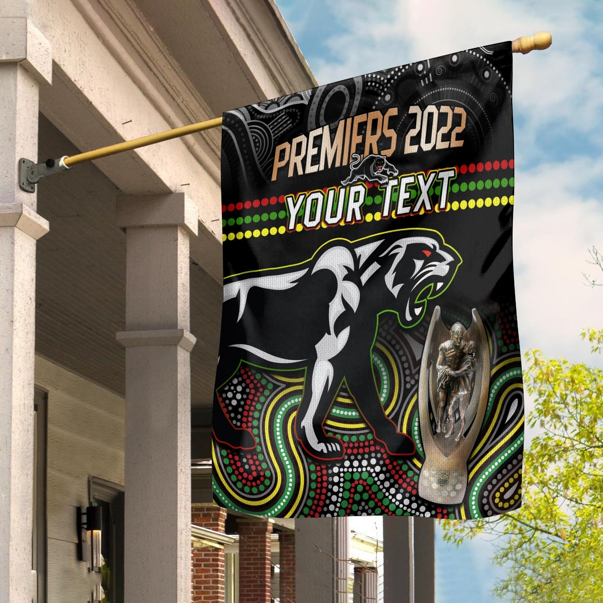 Custom Personalised Panthers Rugby Flag Premiers 2022 Back to Back Champions - Vibe Hoodie Shop