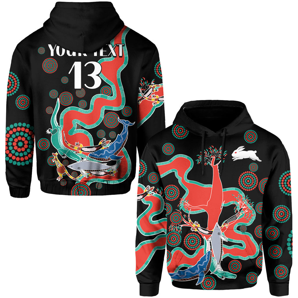 (Custom Text and Number) Rabbitohs Hoodie Go The Bunnies Aboriginal LT13 - Vibe Hoodie Shop