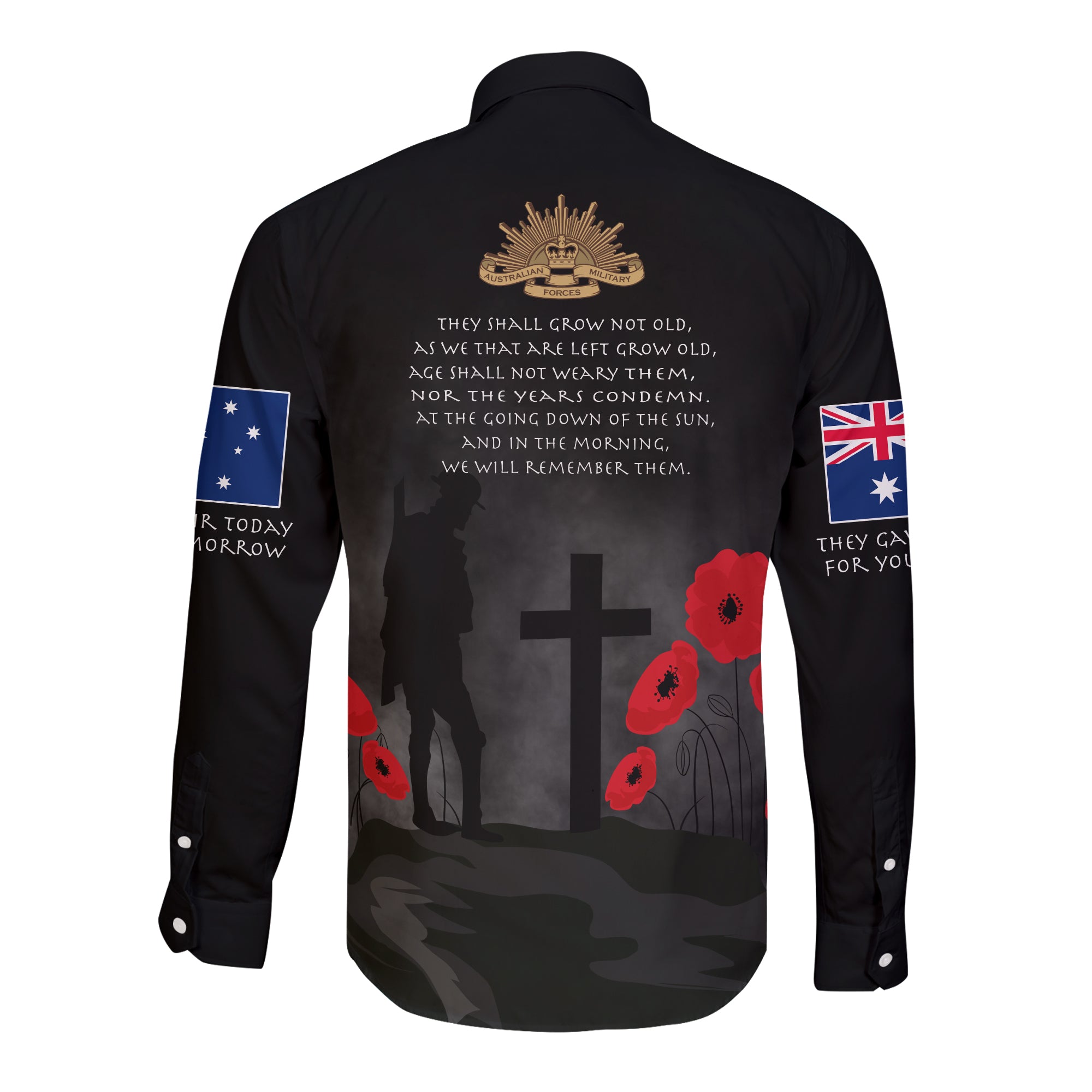 ANZAC Long Sleeve Button Shirt - Australia Remember - Vibe Hoodie Shop