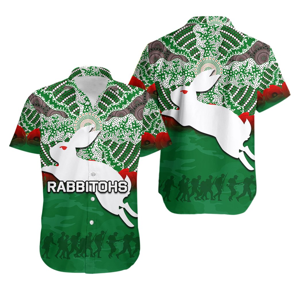 Rabbitohs Hawaiian Shirt Aboriginal ANZAC Day No.2 - Vibe Hoodie Shop