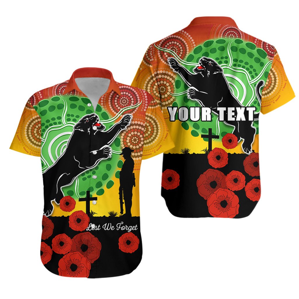 (Custom Personalised) Panthers ANZAC Day Hawaiian Shirt Mix Indigenous Lest We Forget - Vibe Hoodie Shop