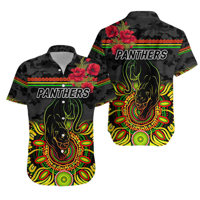 Penrith Panthers ANZAC 2022 Hawaiian Shirt Indigenous Vibes - Black - Vibe Hoodie Shop