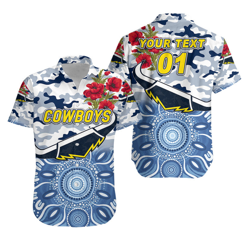 (Custom Personalised) North Queensland Cowboys ANZAC 2022 Hawaiian Shirt Indigenous Vibes - White - Vibe Hoodie Shop