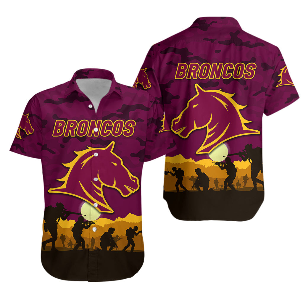 Brisbane Broncos ANZAC 2022 Hawaiian Shirt Simple Style - Maroon - Vibe Hoodie Shop