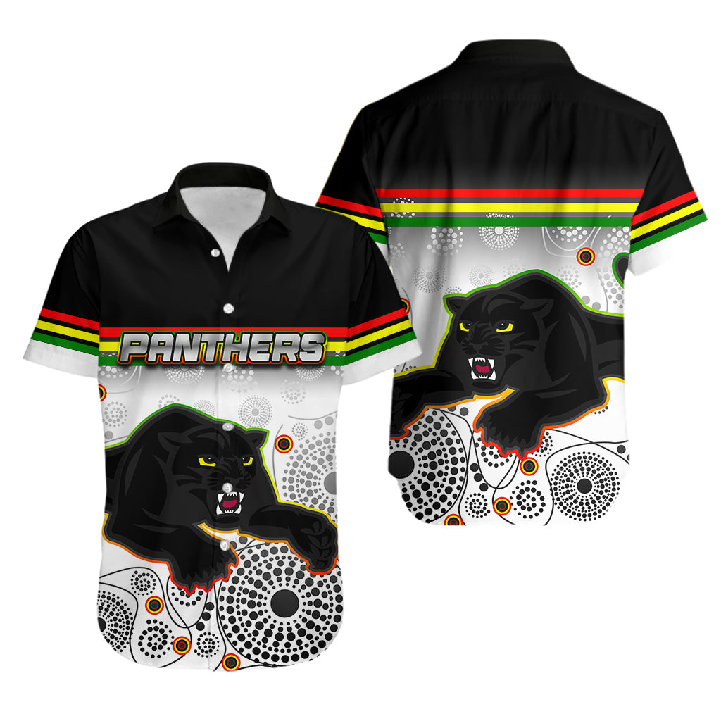 Panthers Aboriginal Hawaiian Shirt Aboriginal Patterns White - Vibe Hoodie Shop