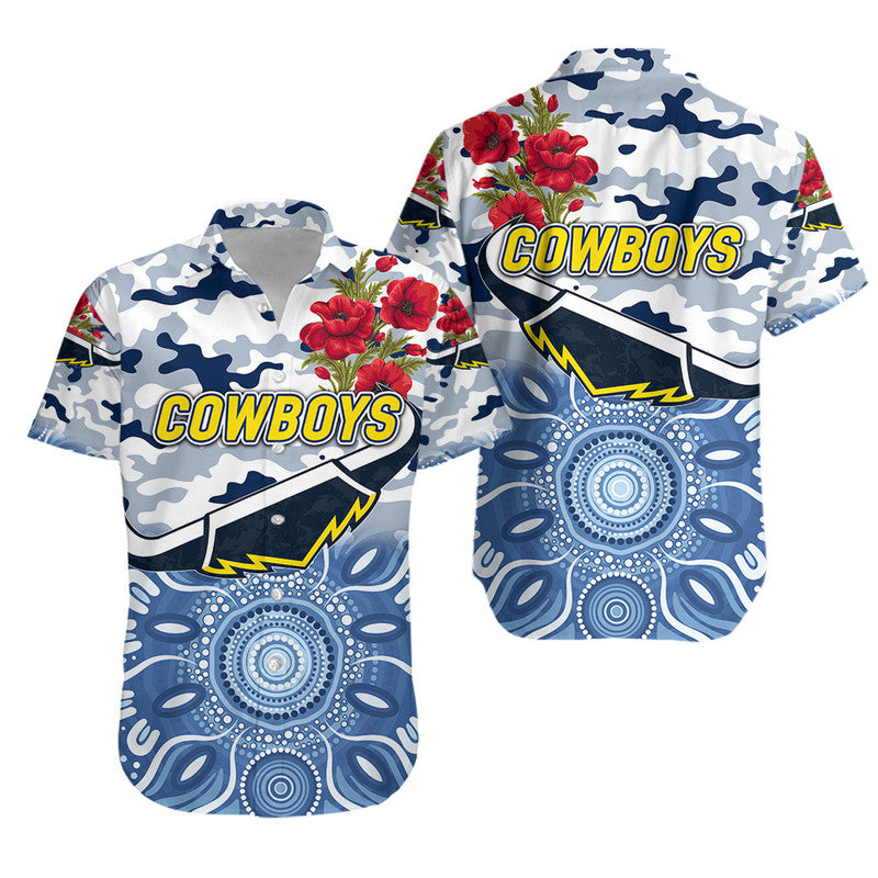 North Queensland Cowboys ANZAC 2022 Hawaiian Shirt Indigenous Vibes - White - Vibe Hoodie Shop