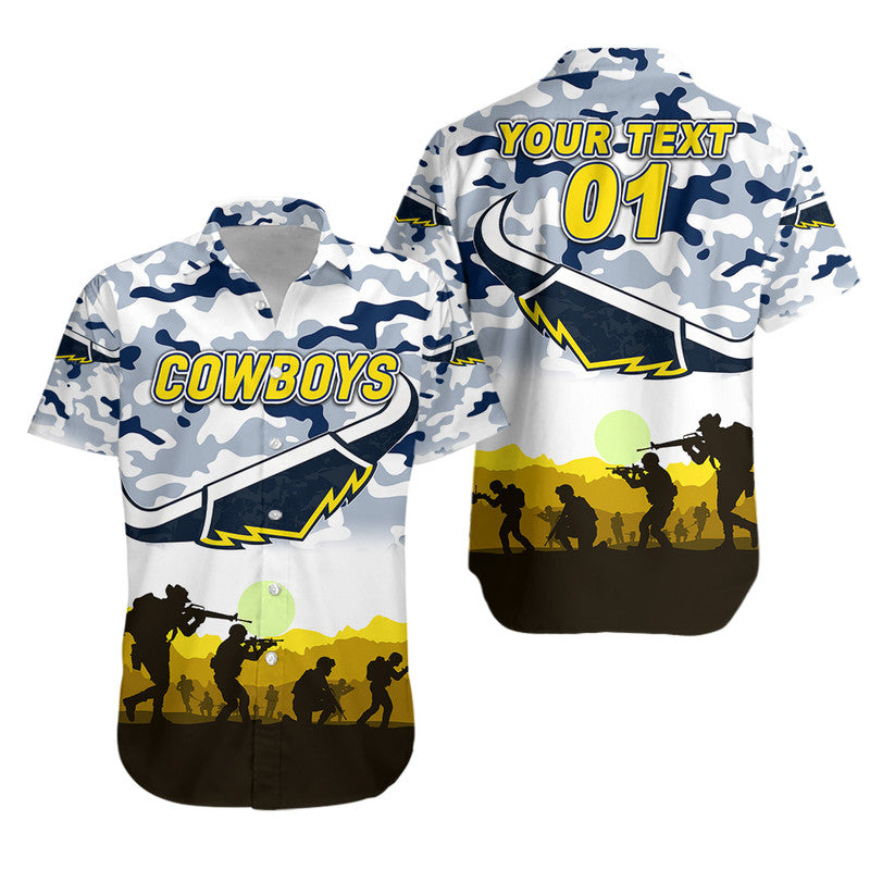 (Custom Personalised) North Queensland Cowboys ANZAC 2022 Hawaiian Shirt Simple Style - White - Vibe Hoodie Shop