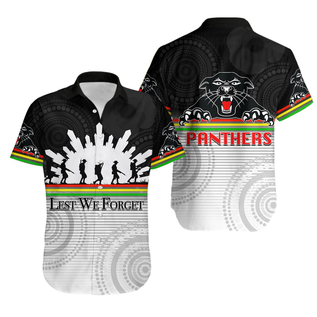 Panthers ANZAC Day Hawaiian Shirt Lest We Forget - Vibe Hoodie Shop