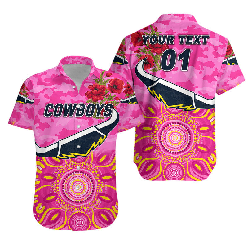 (Custom Personalised) North Queensland Cowboys ANZAC 2022 Hawaiian Shirt Indigenous Vibes - Pink - Vibe Hoodie Shop