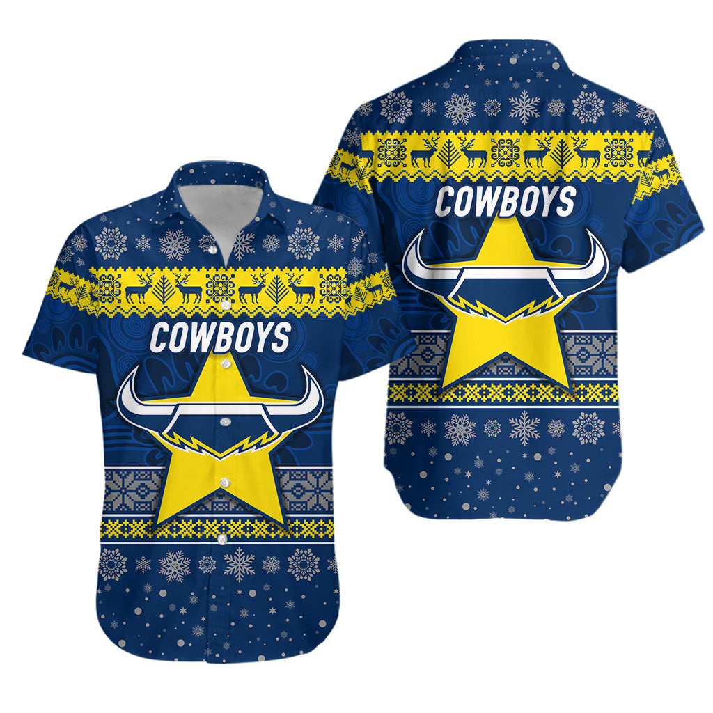 North Queensland Cowboys Hawaiian Shirt Christmas Simple Style - Vibe Hoodie Shop