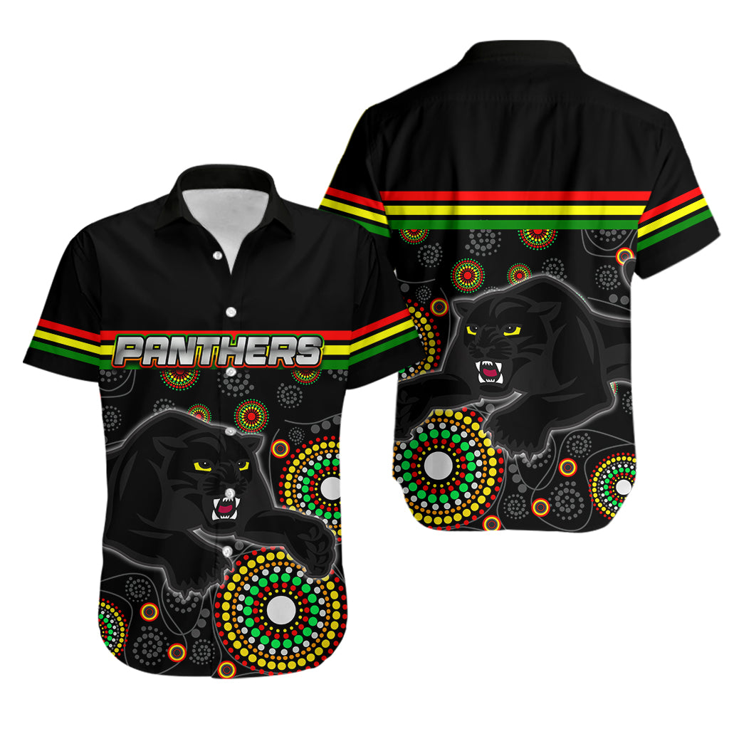 Panthers Aboriginal Hawaiian Shirt Aboriginal Patterns - Vibe Hoodie Shop