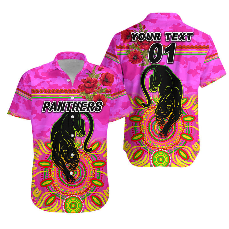 (Custom Personalised) Penrith Panthers ANZAC 2022 Hawaiian Shirt Indigenous Vibes - Pink - Vibe Hoodie Shop