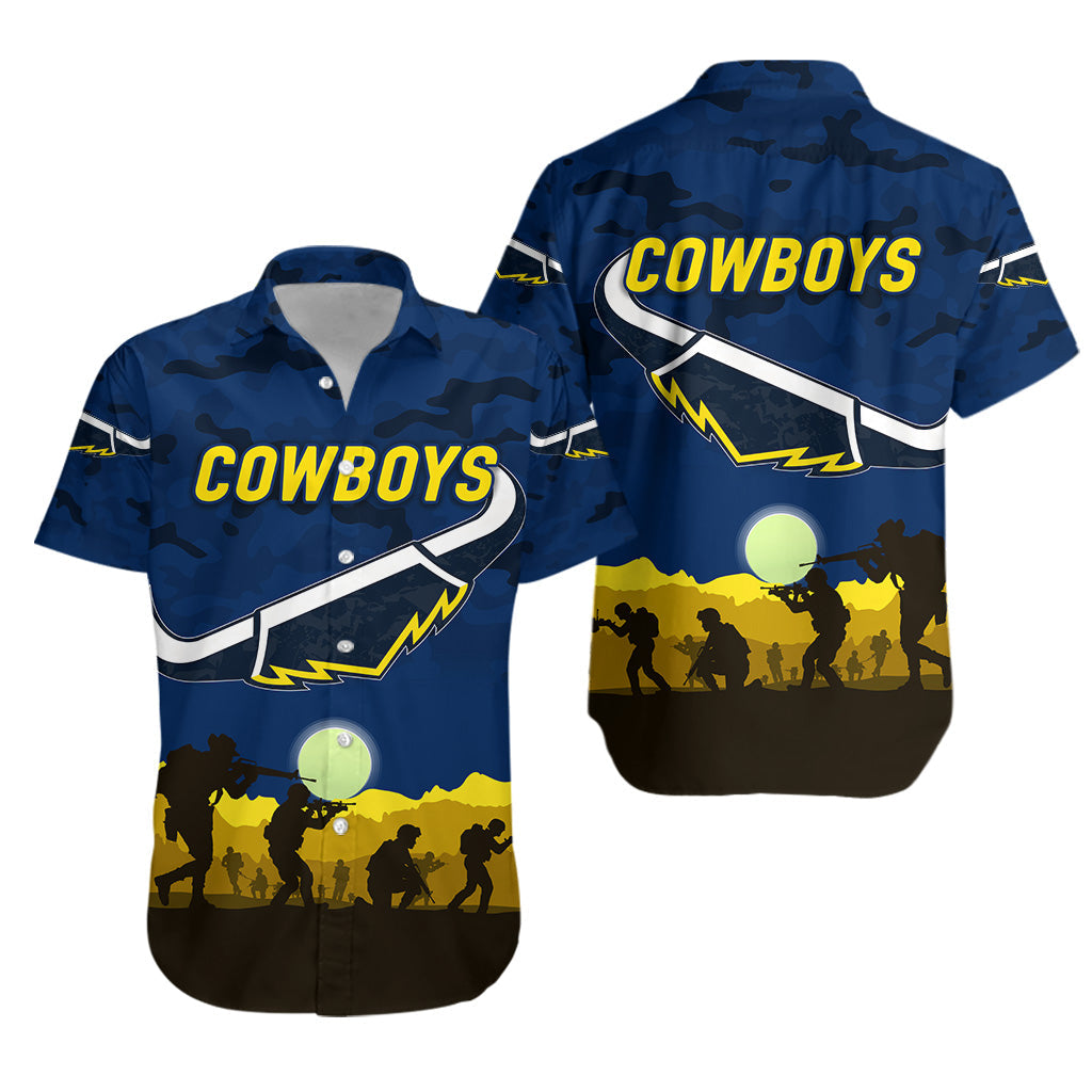 North Queensland Cowboys ANZAC 2022 Hawaiian Shirt Simple Style - Blue - Vibe Hoodie Shop