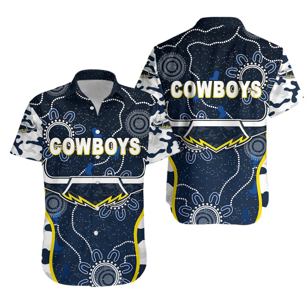 North Queensland Cowboys Hawaiian Shirt ANZAC Day Camouflage Indigenous - Vibe Hoodie Shop