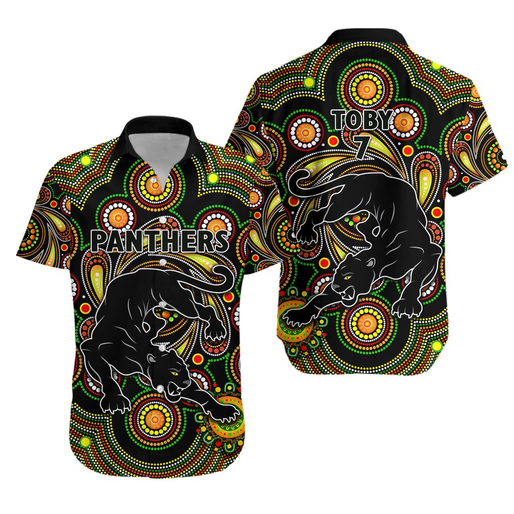 TOBY - Penrith Hawaiian Shirt Panthers Indigenous Vibes, Custom Text And Number - Vibe Hoodie Shop