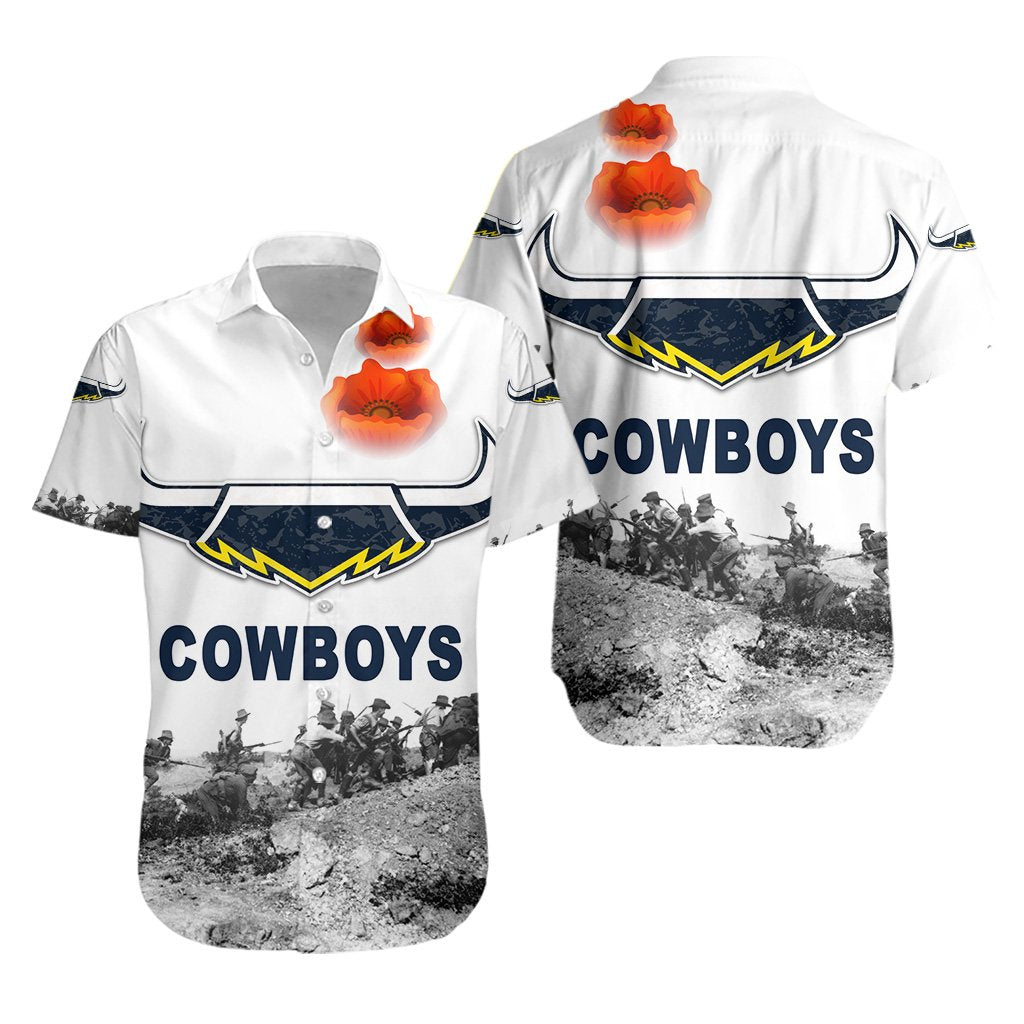 North Queensland Cowboys Hawaiian Shirt ANZAC Day Simple Style - Vibe Hoodie Shop