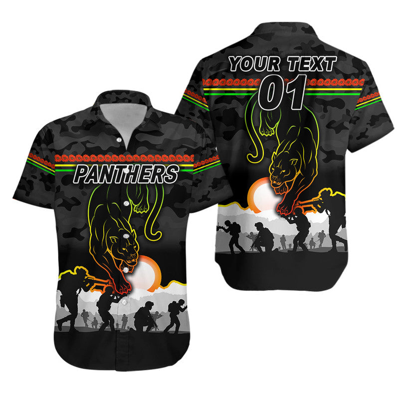 (Custom Personalised) Penrith Panthers ANZAC 2022 Hawaiian Shirt Simple Style - Black - Vibe Hoodie Shop