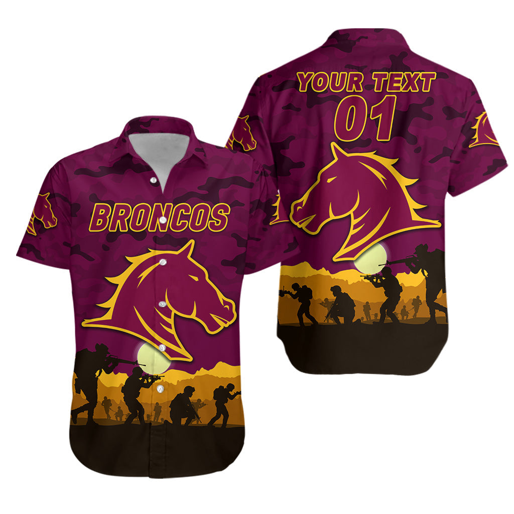 (Custom Personalised) Brisbane Broncos ANZAC 2022 Hawaiian Shirt Simple Style - Maroon - Vibe Hoodie Shop