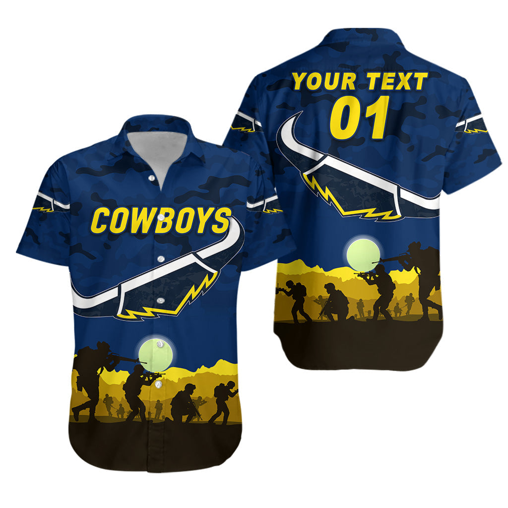 (Custom Personalised) North Queensland Cowboys ANZAC 2022 Hawaiian Shirt Simple Style - Blue - Vibe Hoodie Shop