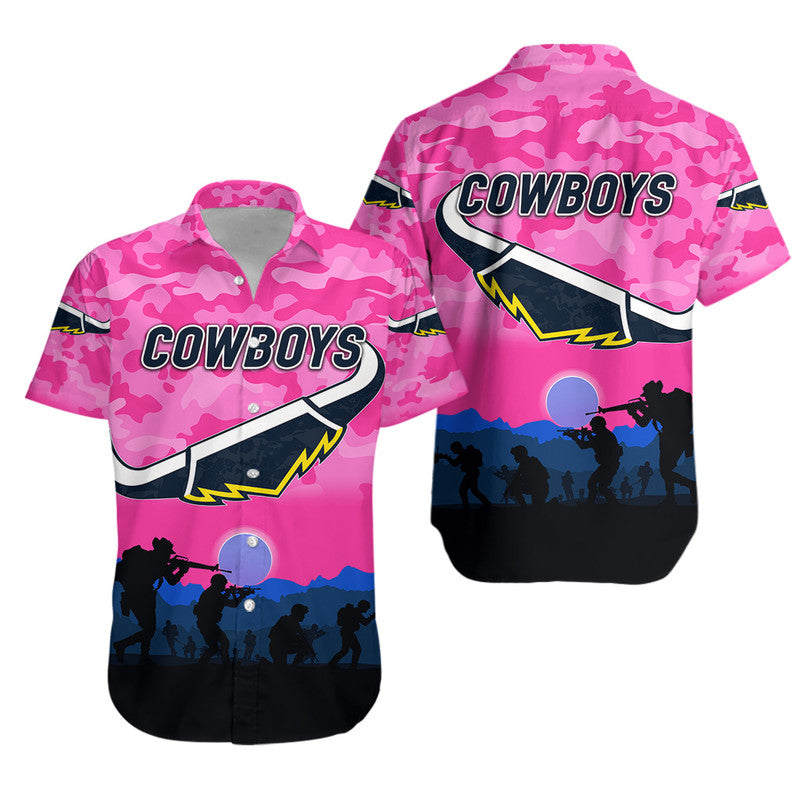 North Queensland Cowboys ANZAC 2022 Hawaiian Shirt Simple Style - Pink - Vibe Hoodie Shop