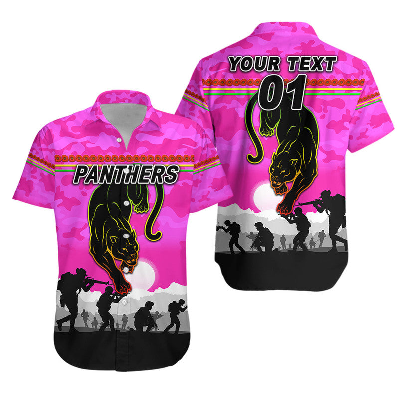 (Custom Personalised) Penrith Panthers ANZAC 2022 Hawaiian Shirt Simple Style - Pink - Vibe Hoodie Shop